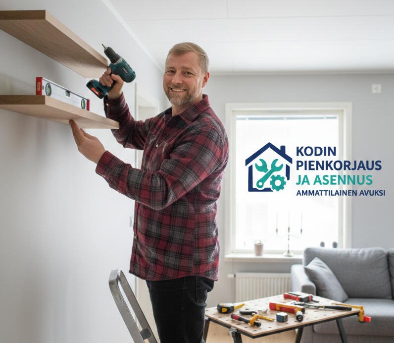 Ammattilaisen käytetyt maalausvälineet, tela ja suojamuovi, jotka osoittavat kokemusta kodin pienremonteista.